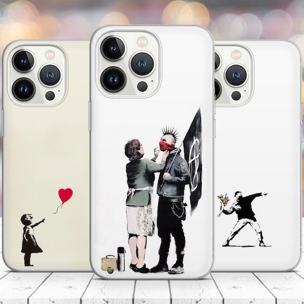 Banksy Balloon Girl Urban Graffiti Stencil Phone case for iPhone 14 13 Pro Max 12 11 X XS 8 7, Samsung S20 FE, S21 Ultra, Huawei P30 Pro