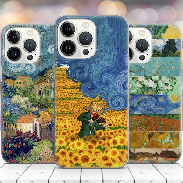 Impressionisme Van Gogh zonnebloemen mix Telefoonhoesje voor iPhone 14 13 Pro Max 12 11 X XS 8 7, Samsung S20 FE, S21 Ultra, A12, Huawei P30 Pro