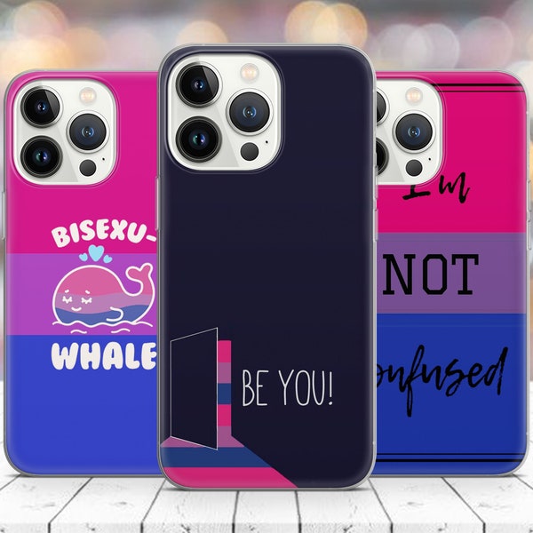 Bisexual pride phone case for iPhone bisexuwhale 14 13 Pro Max Xs 12 13 14 mini 8 7, Samsung S20 FE, S21 Ultra S23+, A12, Huawei P30 Lite