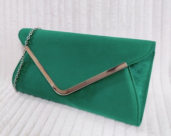 Green Suede Bridal Prom Wedding Evening Clutch Party Purse Hand Bag
