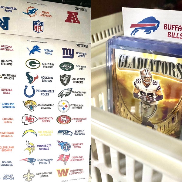 35 NFL Custom Football Team Label Stickers For Dividers (Afc, Nfc, Nfl + 32 Teams)