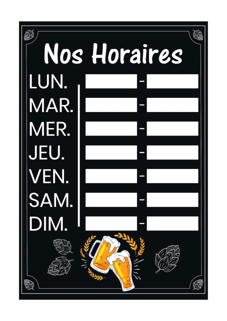 Time Signboard Erasable Timetable Board – Shop Opening Sign – Slate-style Aluminum ...