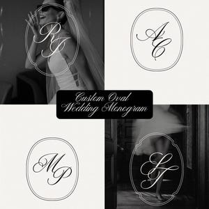 Monogramma nuziale personalizzato, monogramma nuziale ovale personalizzato, logo moderno con iniziali di coppia, elegante design a stemma