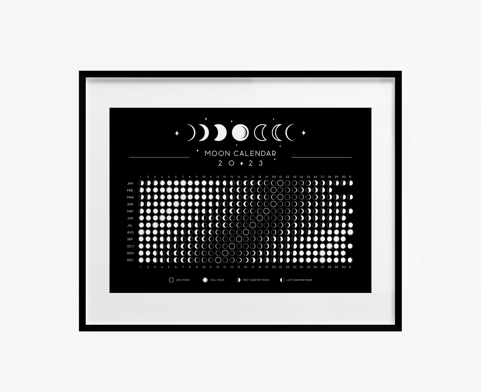 Printable 2023 Lunar Calendar Moon Calendar 2023 Poster A3 Etsy