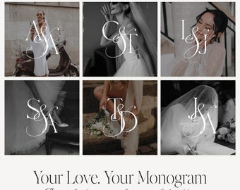 Wedding Monogram, Custom Wedding Monogram, Modern Wedding Monogram, Wedding Logo, Initial Logo, Personalised Couple Monogram, Wedding Crest