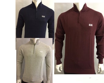 HUGO BOSS QUARTER Zip Long Sleeve High Neck Jumper For Men