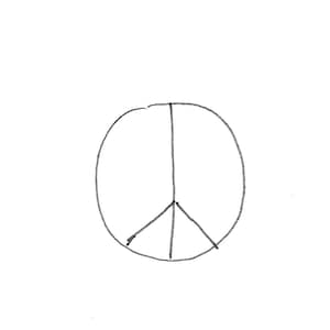 The original, framed contemporary art drawing on paper, titled &quot;PEACE&quot;