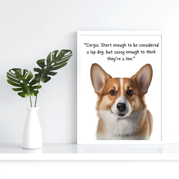 Corgi Dog Digital Wall Art  Corgi Portrait Instant Download Dog Printable Wall Decor  Corgi Love Downloadable Wall Art  Corgi Portrait