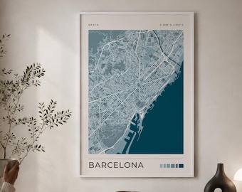 Barcelona City Map Print | Personalised Street Map Poster | Spain Travel Wall Art & Gift