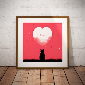 Dedica personalizzata al gatto in diversi stili e colori / Stampa del gatto in lutto / Stampa commemorativa personalizzata del gatto