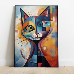 Impresión de gato Kandisnky en diferentes tamaños y lienzos / Arte de pared abstracto Kandisnky
