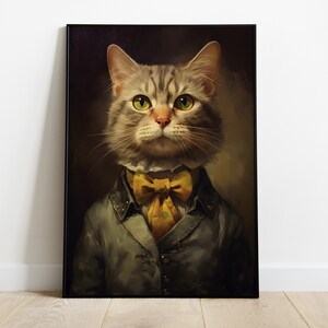 Victorian Cat wall art in different sizes and canvas | Edwardian Cat print