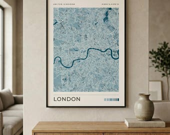 London City Map Print | UK Street Map Poster | Modern Travel Wall Art & Gift
