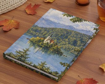 Lake Bled Journal | Slovenia Travel Diary | Watercolor Hardback Notebook | Lined Writing Gift