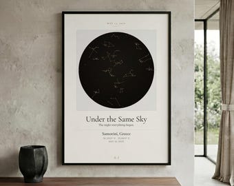 Personalised Star Map Print | Custom Night Stars by Date and Location | Anniversary & Wedding Gift