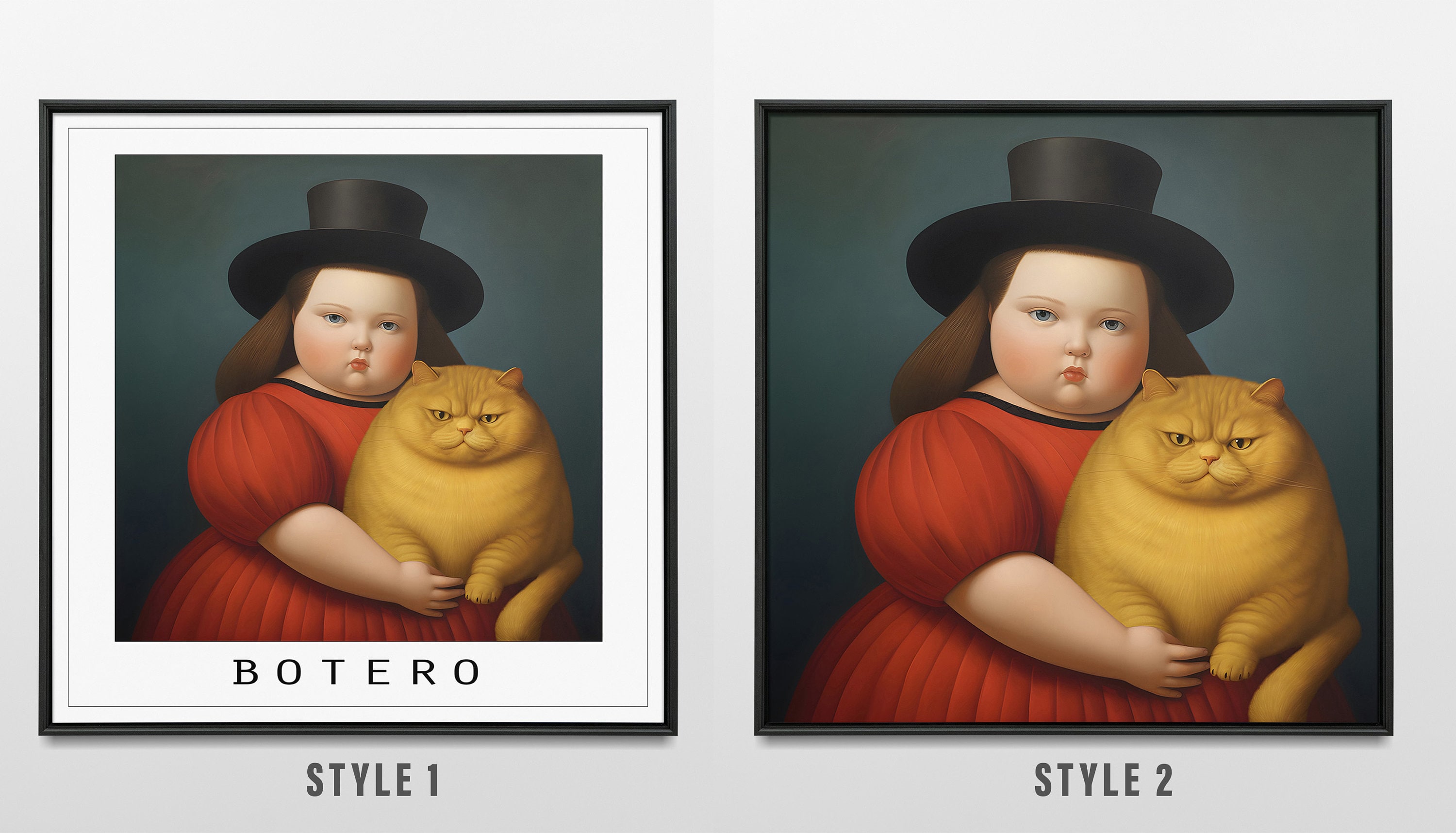 Botero Girl With Cat Print in Different Sizes and Canvas Fernando ...