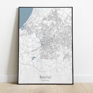 Bristol-kaart afdrukken | Verschillende maten en canvas | Reisposter Engeland | Muurkunst Bristol