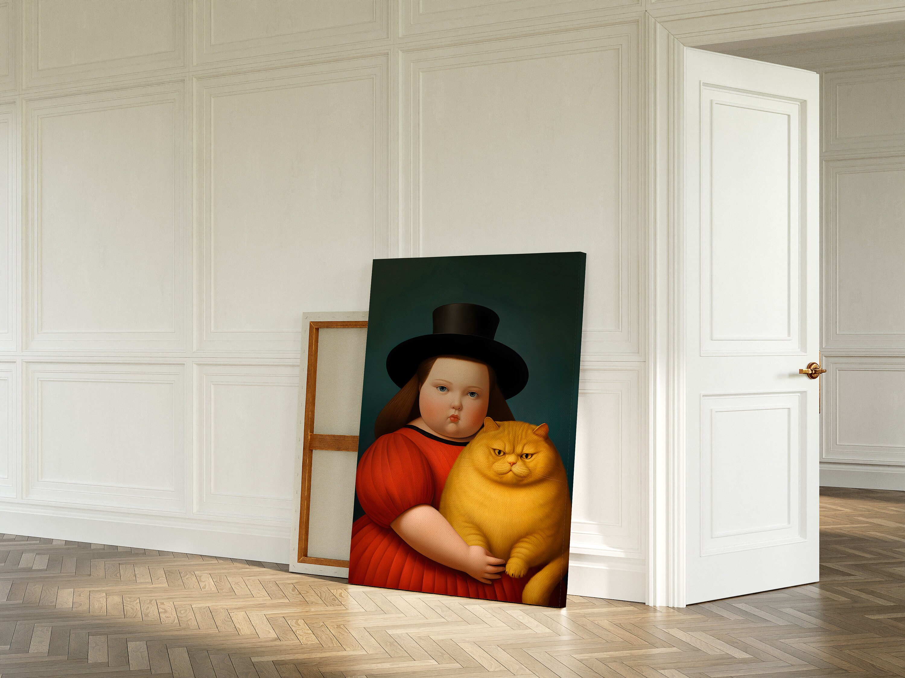 Botero Girl With Cat Print in Different Sizes and Canvas Fernando ...