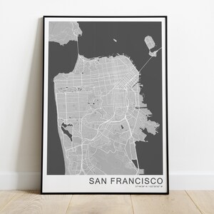 サンフランシスコ旅行地図ポスター | カリフォルニア地図プリント | サンフランシスコ壁アート