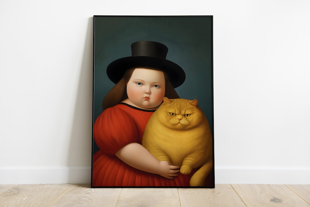 Botero Girl With Cat Print in Different Sizes and Frames or Canvas ...