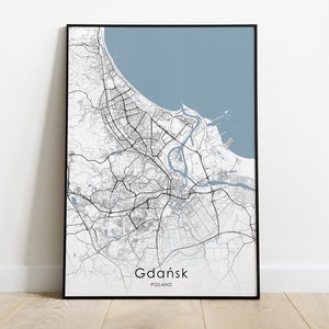 Danzig Reisekarte Poster | Verschiedene Größen und Leinwand | Polen Reisewandkunst