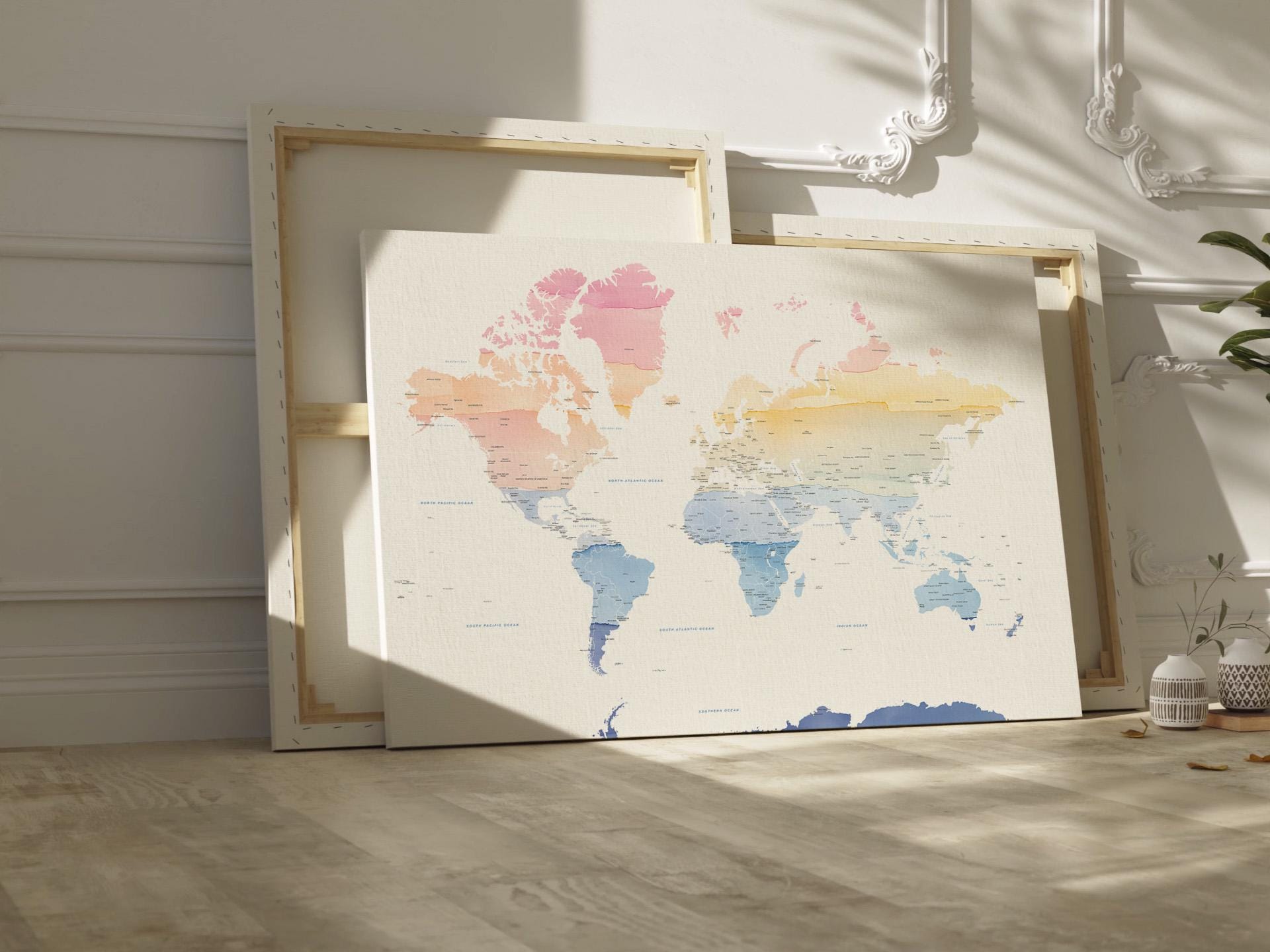 Watercolor World Map Etsy