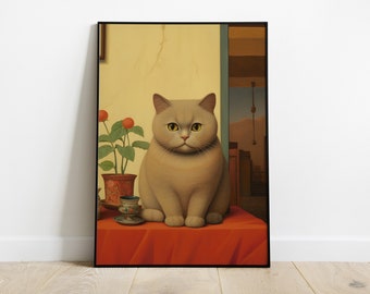 Botero Ginger Cat wall art in different sizes and frames or canvas | Fernando Botero print