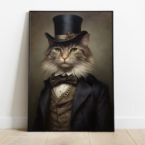 Victorian Cat print | Different sizes and frame options or canvas | Victorian Cat  wall art