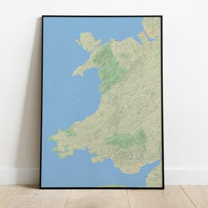 Poster von Wales in verschiedenen Größen und Rahmen oder Leinwand Cymru Karte Wandkunst