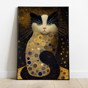 Gustav Klimt cat wall art in different sizes and frame options or canvas | Klimt wall art