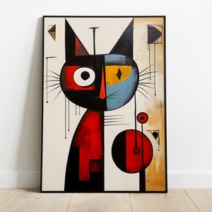 Stampa Miró Cat in diverse dimensioni e opzioni di cornice o tela / Arte murale astratta