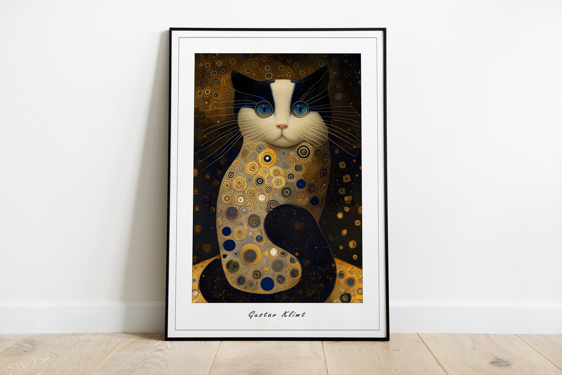 Gustav Klimt Cat Print Different Sizes and Canvas Klimt Canvas Wall Art ...