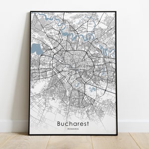 Impresión de Bucarest en diferentes colores y lienzos / Cartel de viaje de Rumania / Arte de pared de lienzo de Bucarest