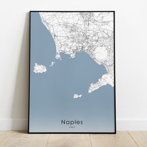 Neapel Karte Wanddruck | Amalfi Küste Wand Kunst | Italien Reiseplakat