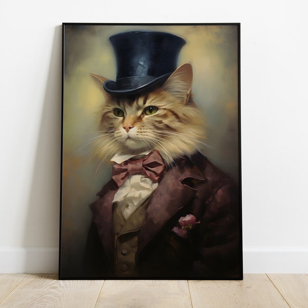 Victorian Cat print | Different styles and sizes | Victorian Cat canvas wall art