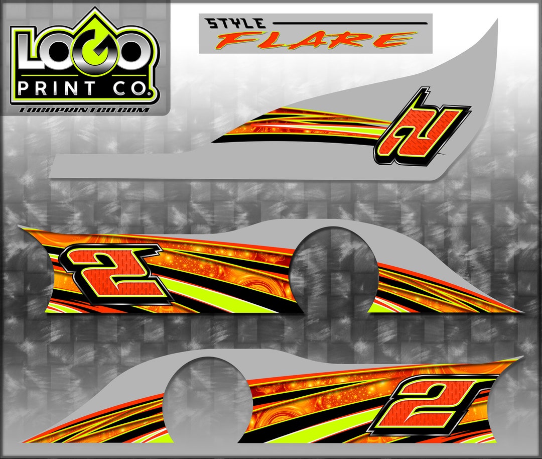 Go Kart Racing Wraps, Graphics, Decals, Stickers, Numbers, Logos, FLARE
