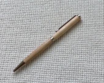 American Maple slimline ballpoint pen in brushed satin trim