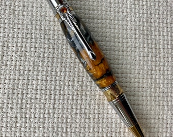 Art deco gold and silver Acrylester hand turned pen
