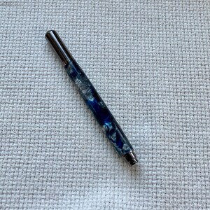 Deep blue acrylic with gunmetal trim fine point rollerball pen image 3