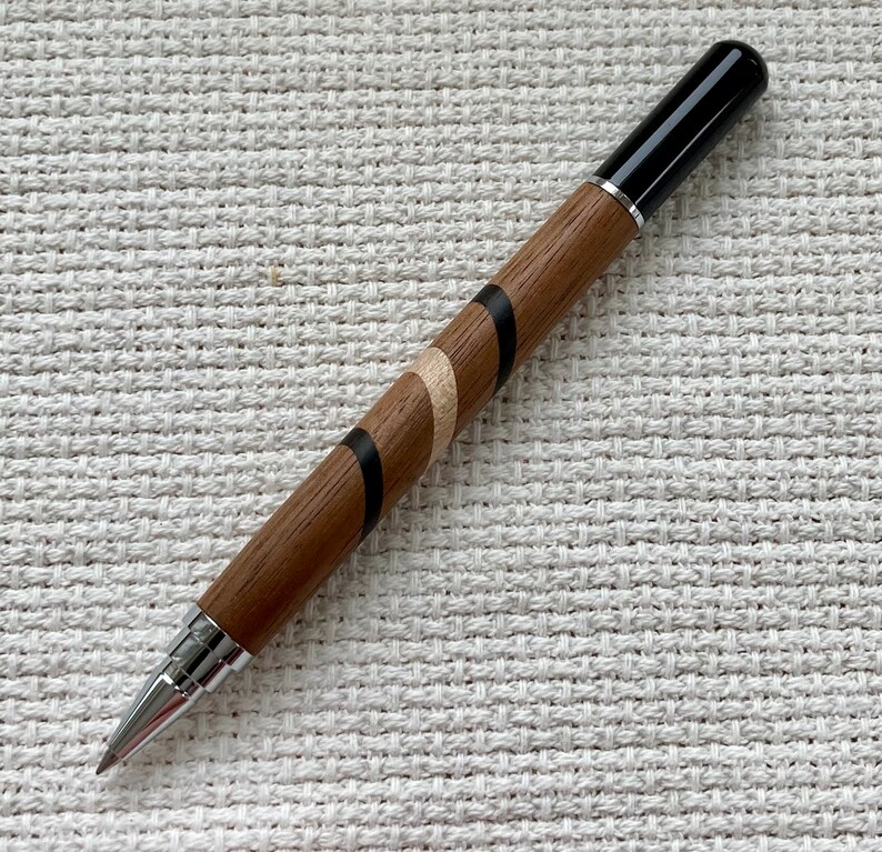 Segmented American Walnut fine point rollerball pen image 1