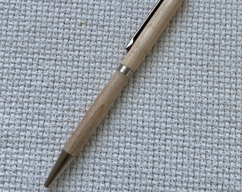 Brushed satin slimline ballpoint pen with American Maple