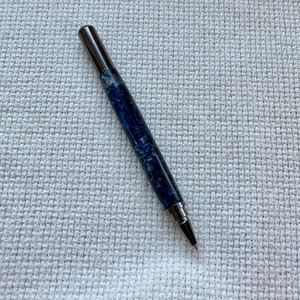 Deep blue acrylic with gunmetal trim fine point rollerball pen image 1