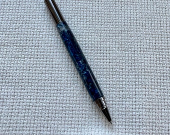Deep blue acrylic with gunmetal trim fine point rollerball pen