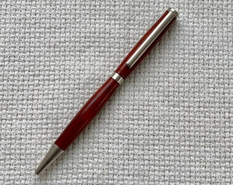 African Padauk slimline ballpoint pen in brushed satin