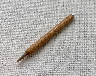 Sapele slimline ballpoint pen in brushed satin