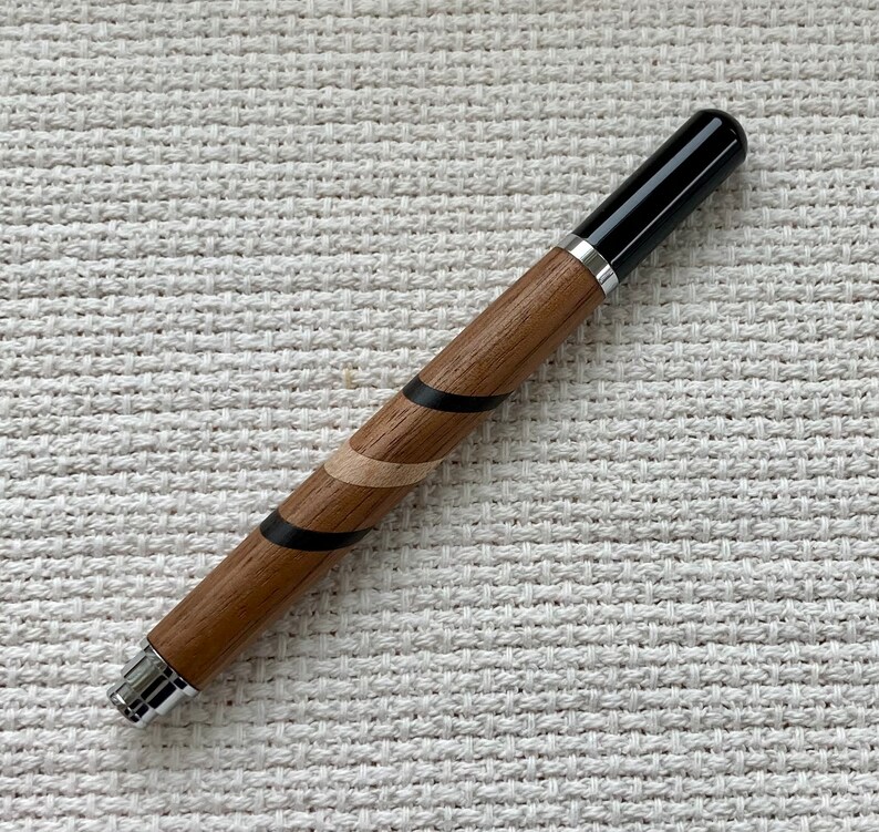 Segmented American Walnut fine point rollerball pen image 2