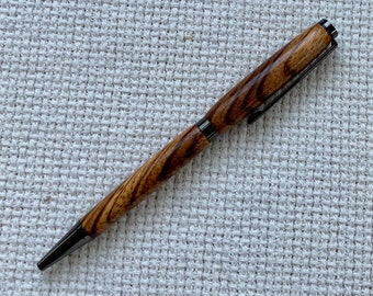 Zebrawood slim pen with gunmetal trim