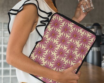 Damen Laptoptasche Blumendruck | Retro Peace & Daisy Design