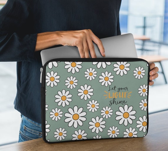 Ladies Laptop Sleeve Retro Print Let Your Light Shine Inspirational Design Etsy