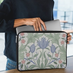 Ladies Laptop Sleeve Floral | Vintage William Morris Print Blue design print